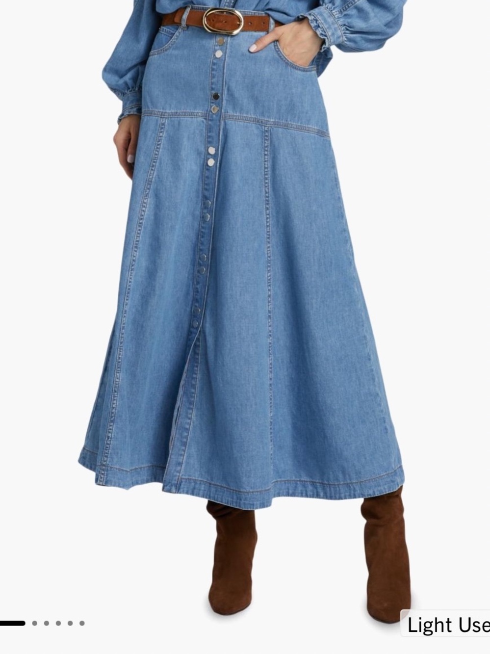 Ba&Sh Denim A -Line  Midi Skirt